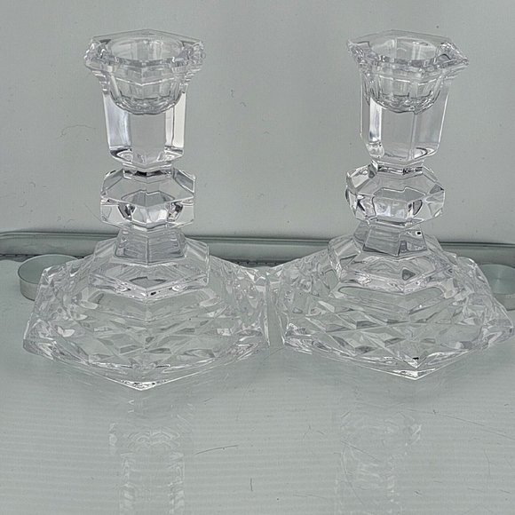 2 Galway Irish Crystal 4” Candlesticks Candle Holders 24% Lead Crystal - Picture 6 of 7